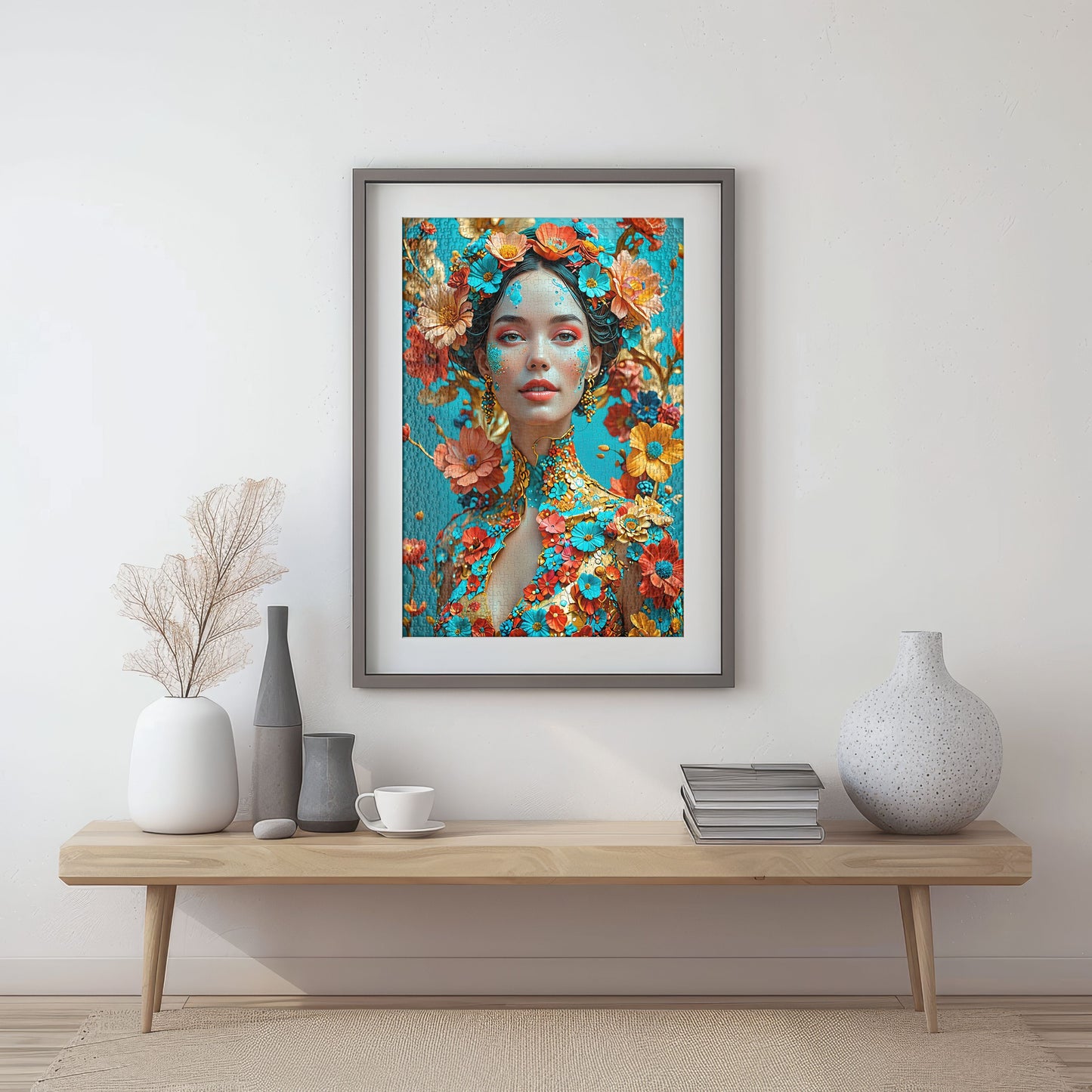 Puzzle 1000 Cobalt Bloom Frame