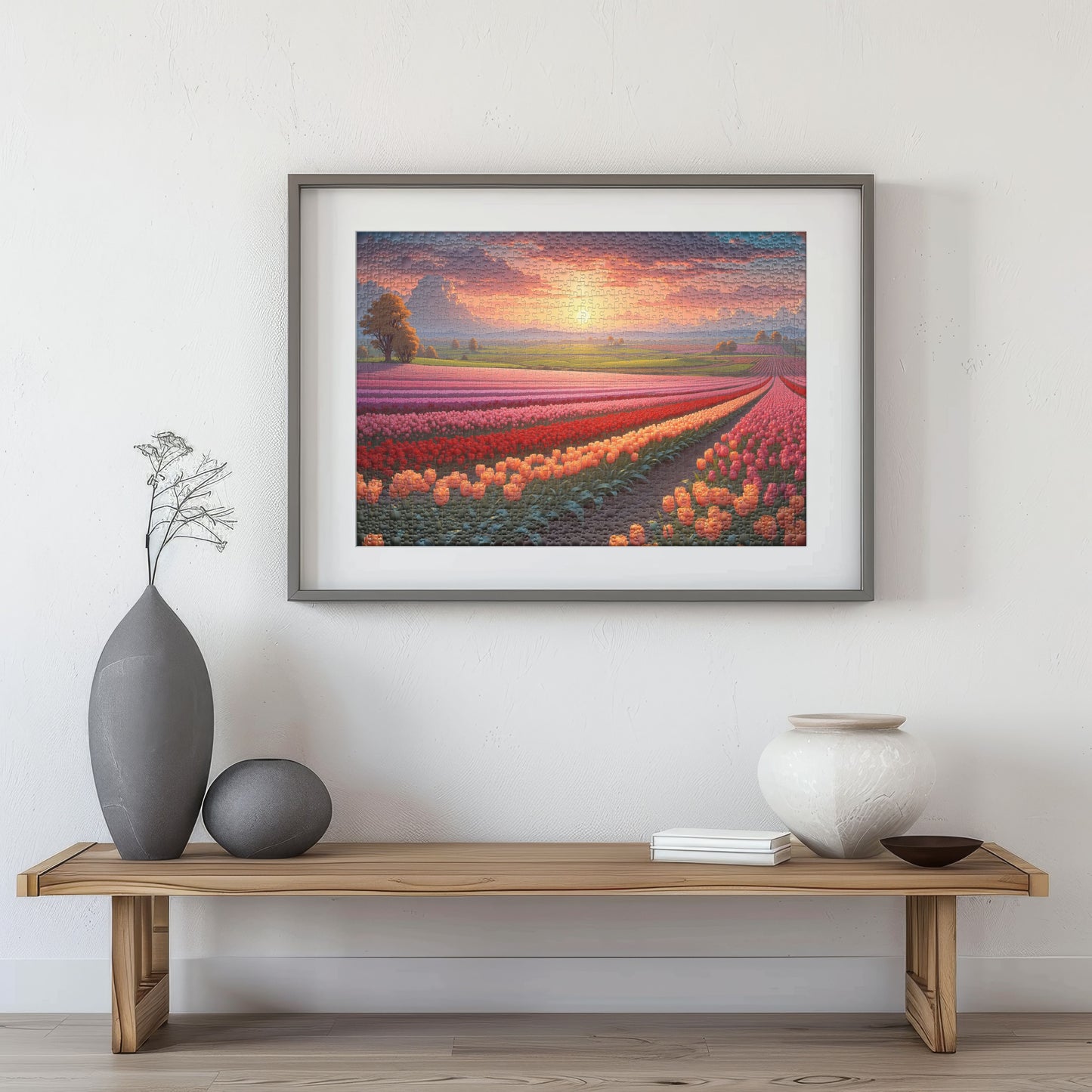 Puzzle 1000 Tulip Fields of Netherlands Frame
